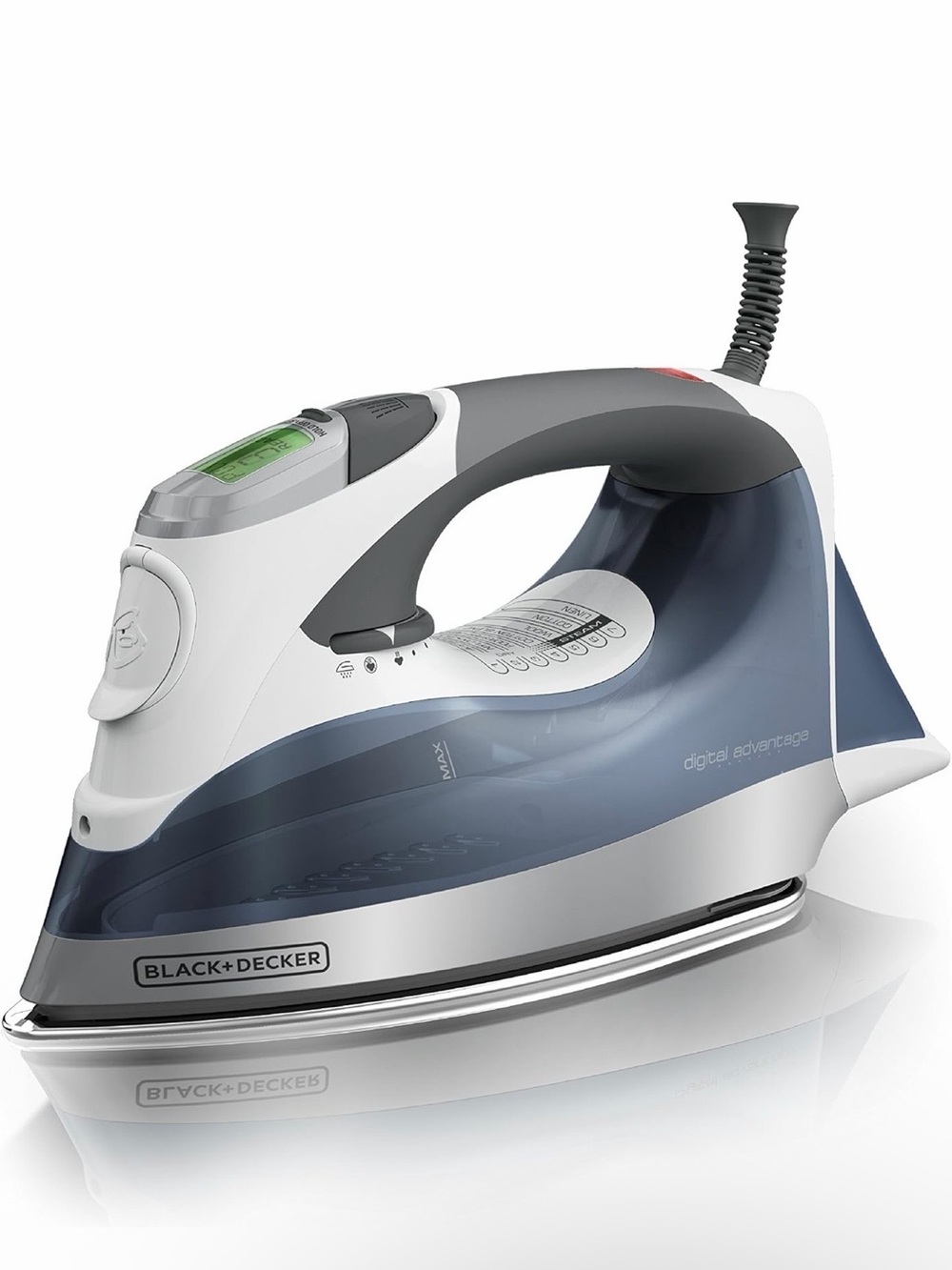 Black & Decker White and Blue Steam Iron with Gray Accent